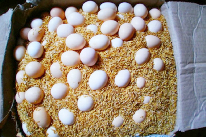 Bảo quản trứng trong trấu khô hoặc mùn cưa